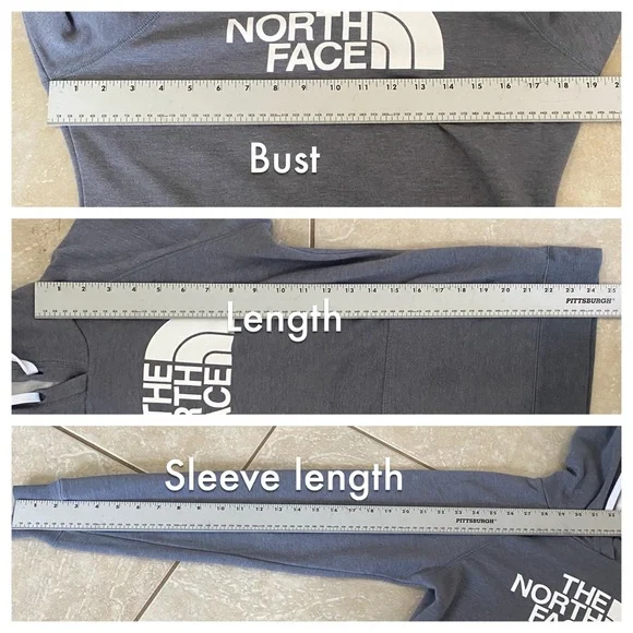 Women’s The North Face Gray Pullover Hoodie Long Sleeve White Graphic Logo Small - Picture 9 of 9